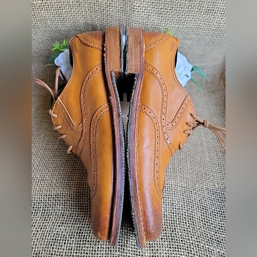Sebago Men's Sz 8D Brattle Wing Tip Oxford Leather Shoe British Tan Vibram Sole - Picture 6 of 10